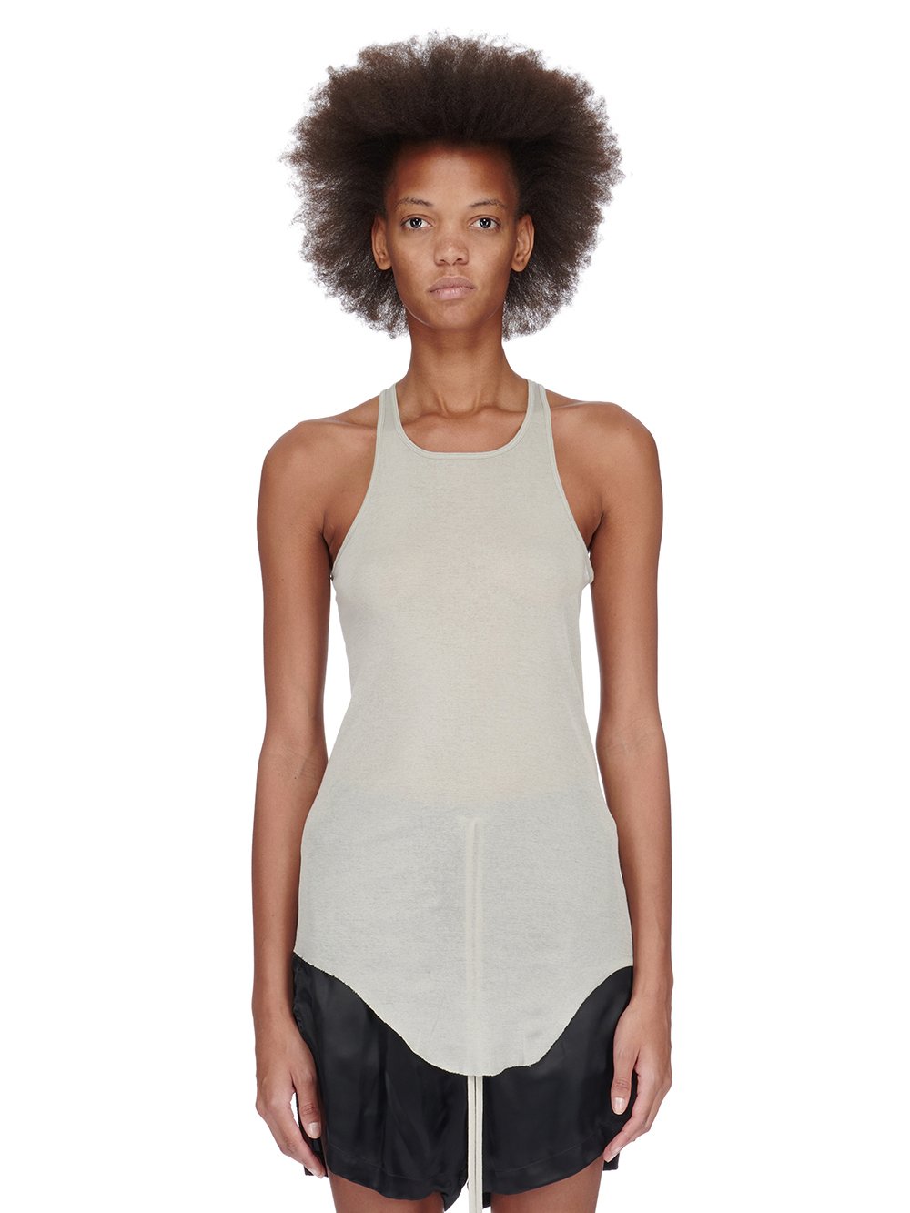 RICK OWENS FW23 LUXOR BASIC RIB TANK IN PEARL MINI RIB JERSEY