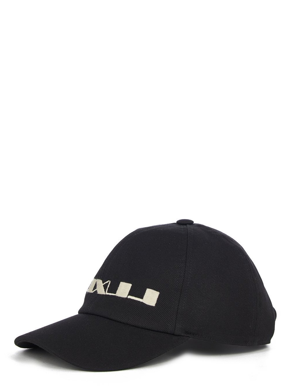 DRKSHDW FW23 LUXOR BASEBALL CAP IN BLACK AND PEARL 13OZ OVERDYED DENIM