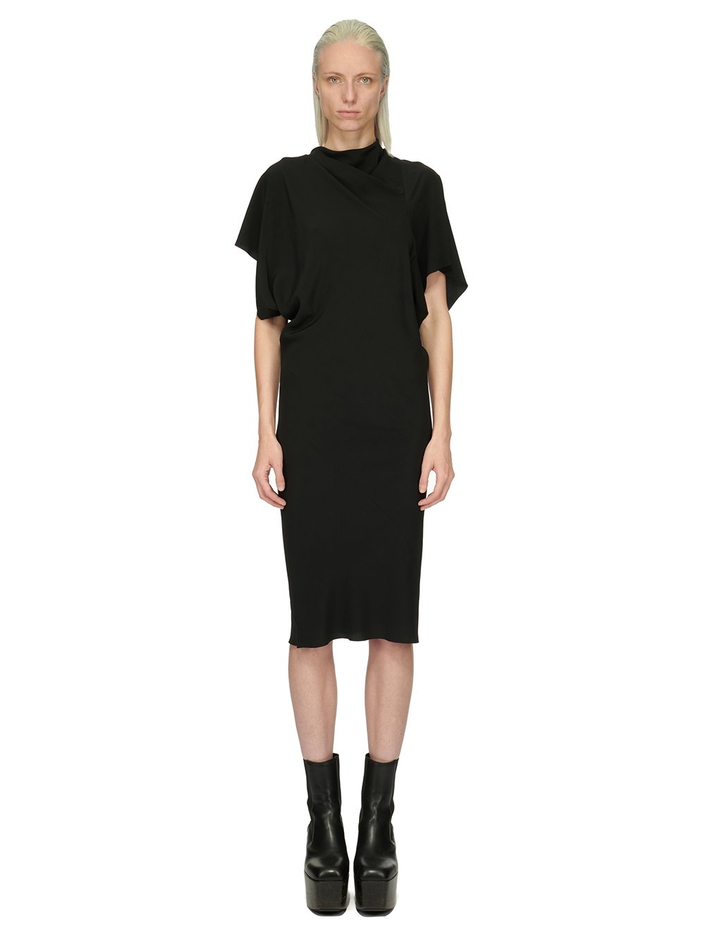 RICK OWENS FW23 LUXOR SEB DRESS IN BLACK COCOON CREPE