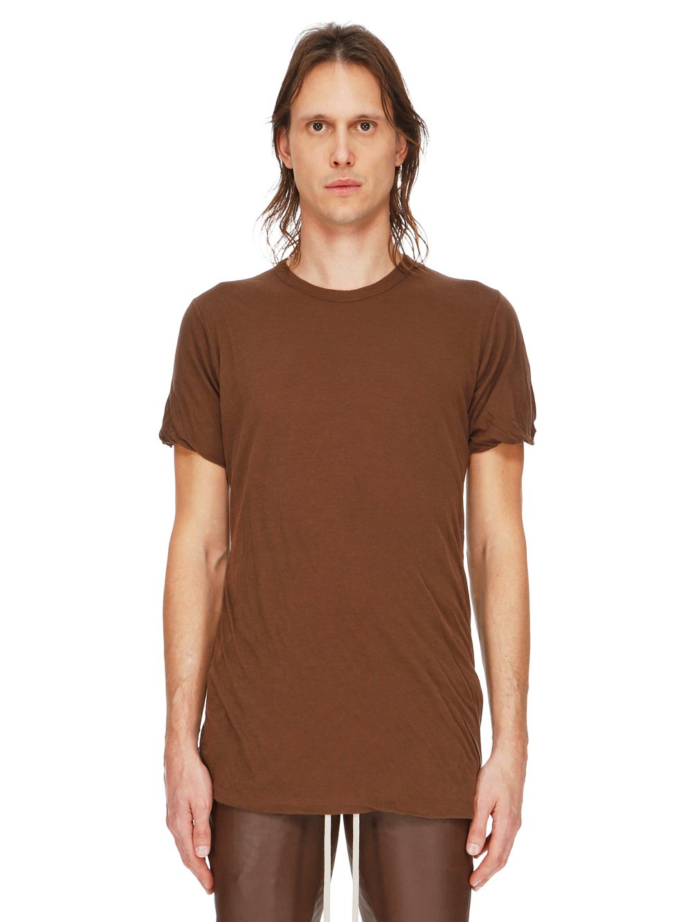 RICK OWENS FW23 LUXOR DOUBLE SS T IN BROWN UNSTABLE COTTON