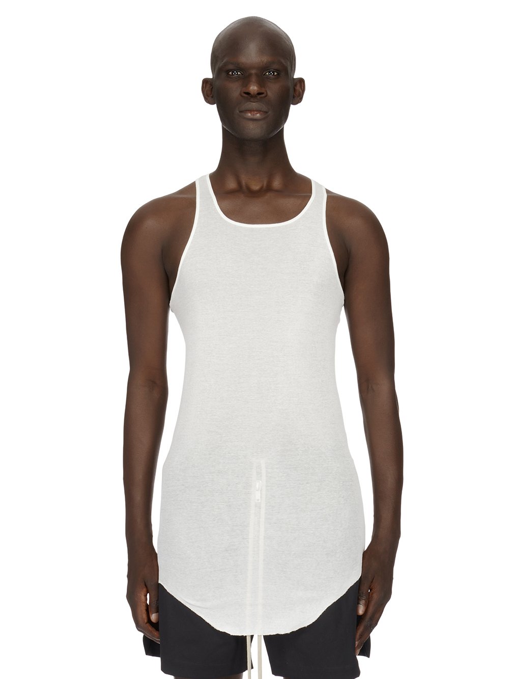 RICK OWENS FOREVER BASIC RIB TANK IN MILK MINI RIB JERSEY