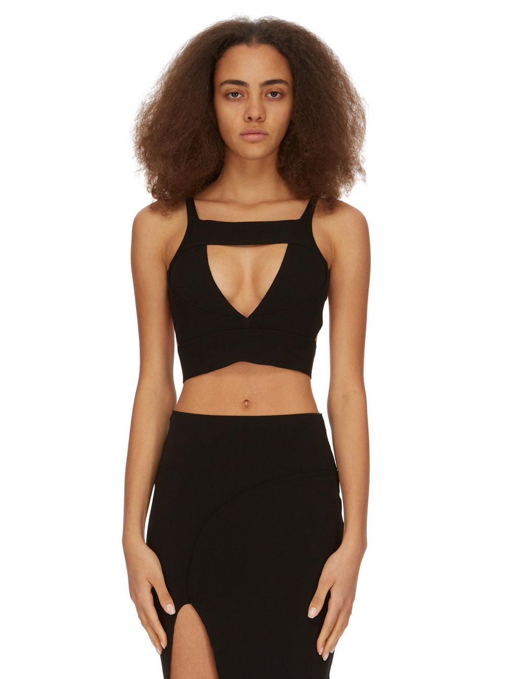 RICK OWENS FW23 LUXOR SLING BRA IN BLACK STRETCH VISCOSE KNIT