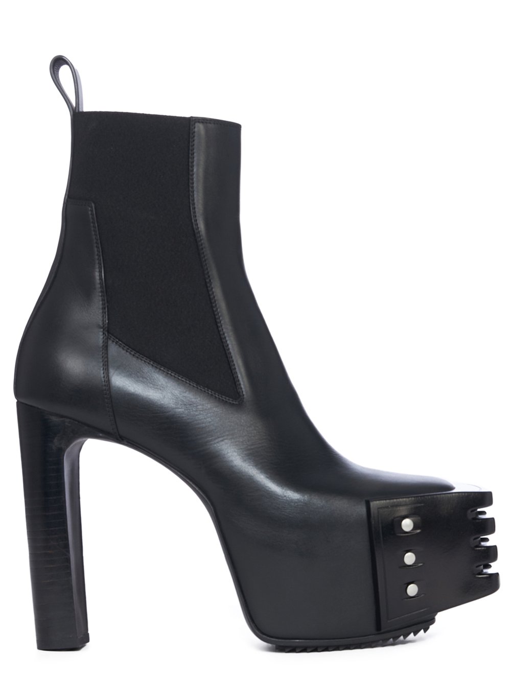 RICK OWENS FW23 LUXOR GRILLED PLATFORMS 65 IN BLACK CORTINA GREASE CALF LEATHER