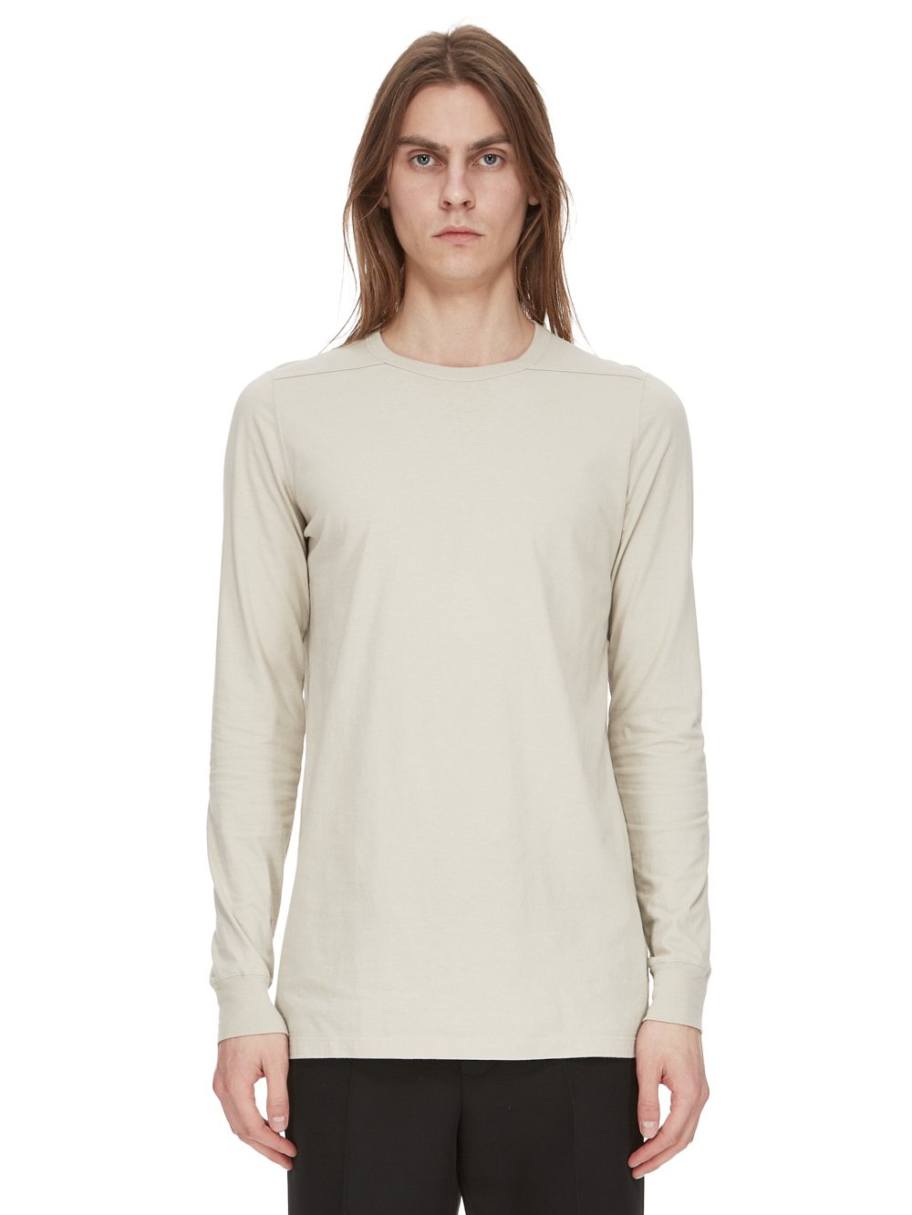 RICK OWENS FW23 LUXOR LEVEL LS T IN PEARL CLASSIC COTTON JERSEY