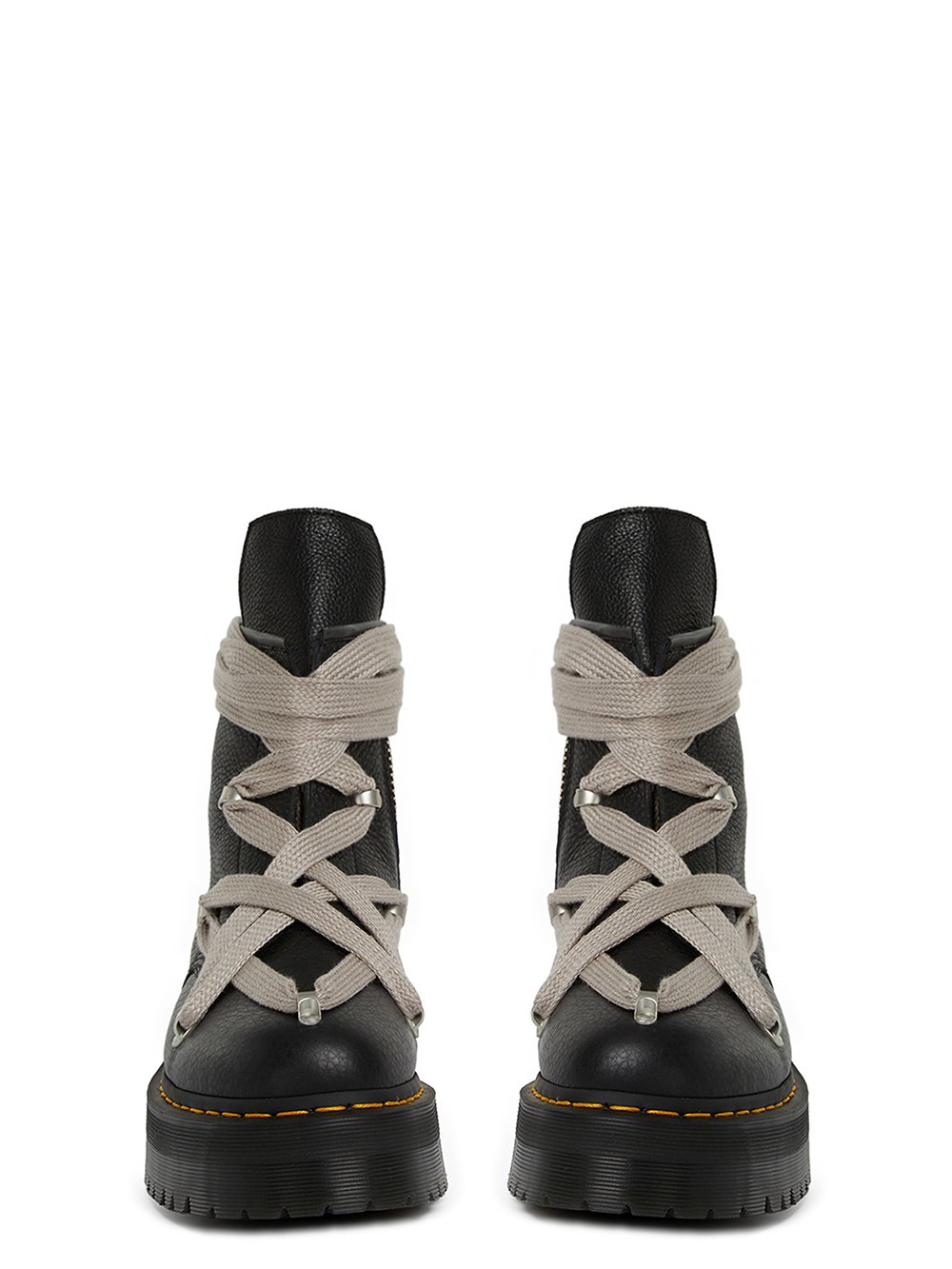 DR. MARTENS x RICK OWENS FW22 STROBE 1460 DR MARTENS BLACK BOOT IN MATTE GRAINY COW LEATHER. 