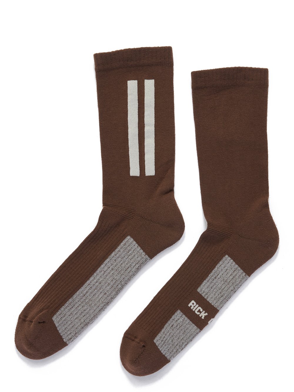 RICK OWENS FW23 LUXOR GLITTER SOCKS IN BROWN AND PEARL COTTON KNIT