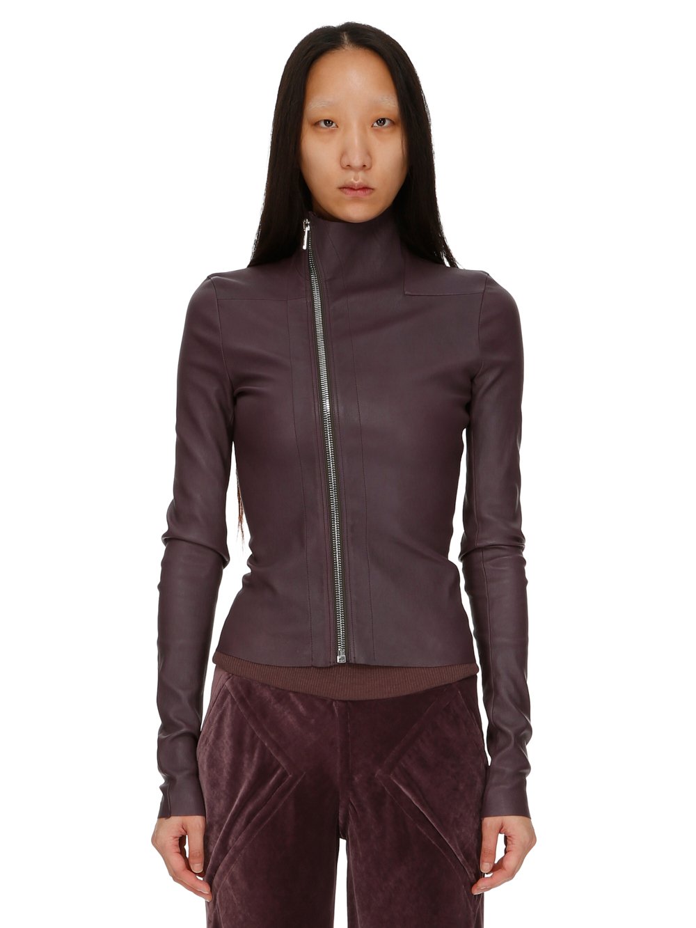 RICK OWENS FW23 LUXOR GARY JKT IN AMETHYST PURPLE STRETCH LAMB LEATHER