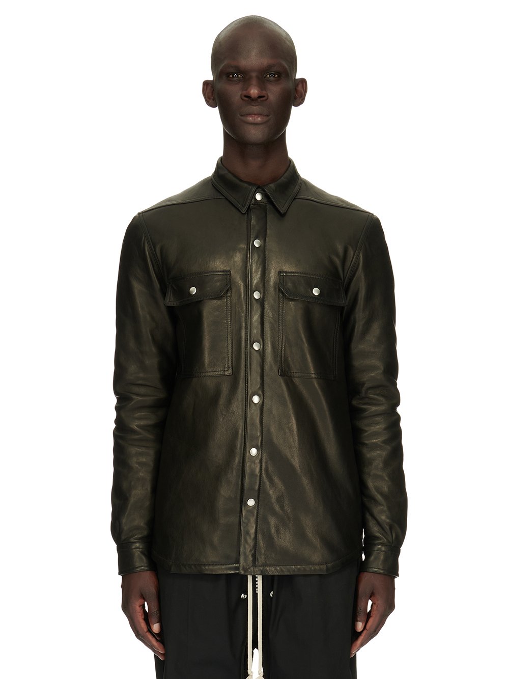 RICK OWENS FW23 LUXOR OUTERSHIRT IN BLACK VEG NAPPA LAMB RICK OWENS FW23 LUXOR OUTERSHIRT IN BLACK VEG NAPPA LAMB