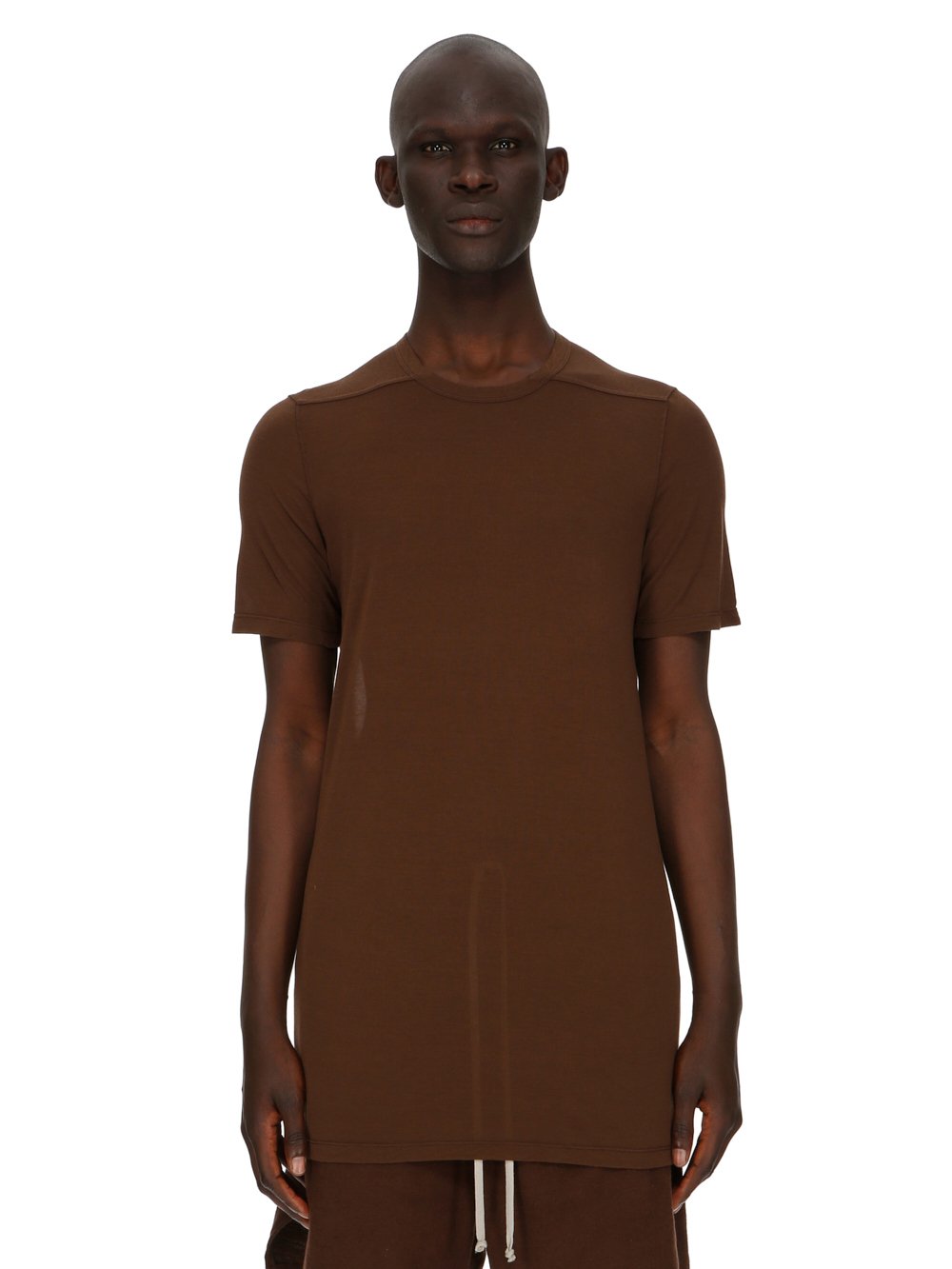 RICK OWENS FW23 LUXOR LEVEL T IN BROWN VISCOSE SILK JERSEY RICK OWENS FW23 LUXOR LEVEL T IN BROWN VISCOSE SILK JERSEY