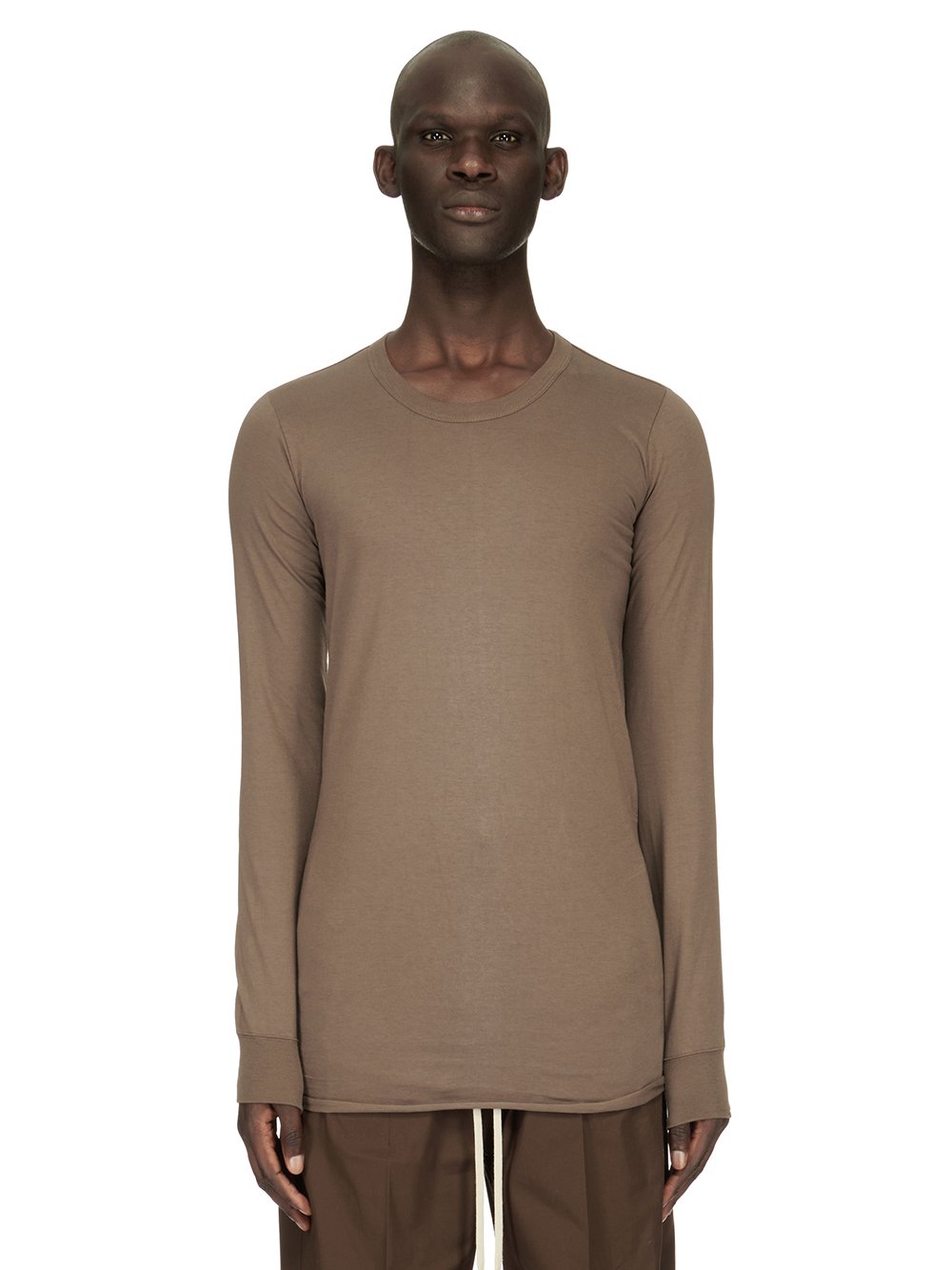 RICK OWENS FW23 LUXOR BASIC LS T IN DUST GREY CLASSIC COTTON JERSEY