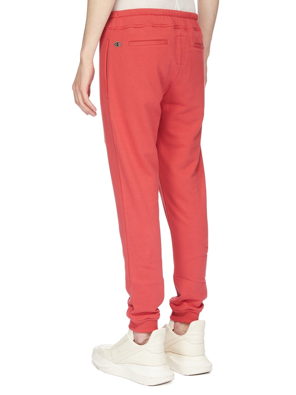 CHAMPION X RICK OWENS JOGGERS IN CARNELIAN RED COMPACT COTTON FELPA