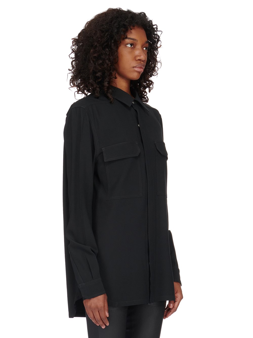 RICK OWENS FW23 LUXOR OUTERSHIRT IN BLACK  HEAVY CADY 