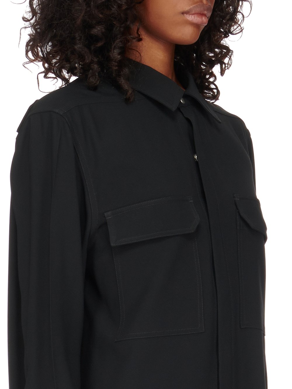 RICK OWENS FW23 LUXOR OUTERSHIRT IN BLACK  HEAVY CADY 