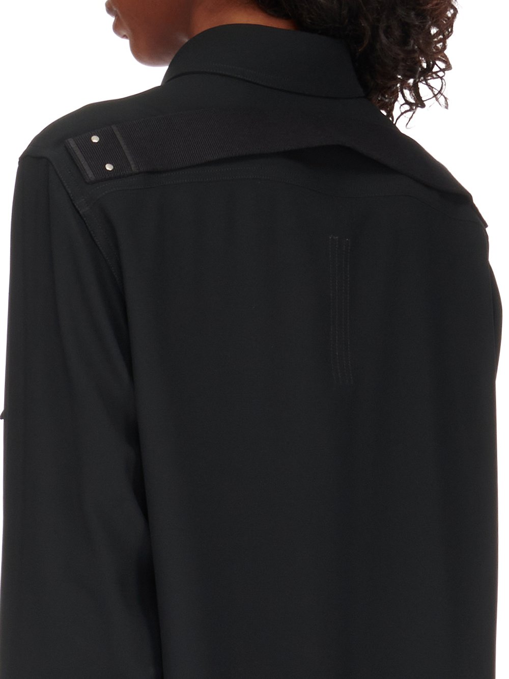 RICK OWENS FW23 LUXOR OUTERSHIRT IN BLACK  HEAVY CADY 