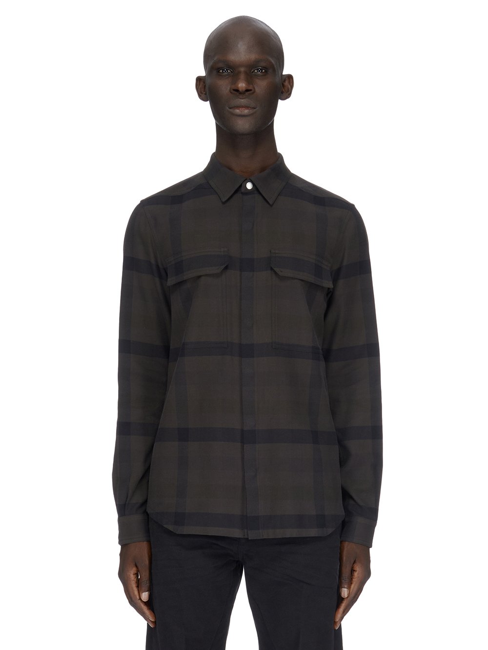 RICK OWENS FW23 LUXOR OUTERSHIRT IN COTTON PLAID