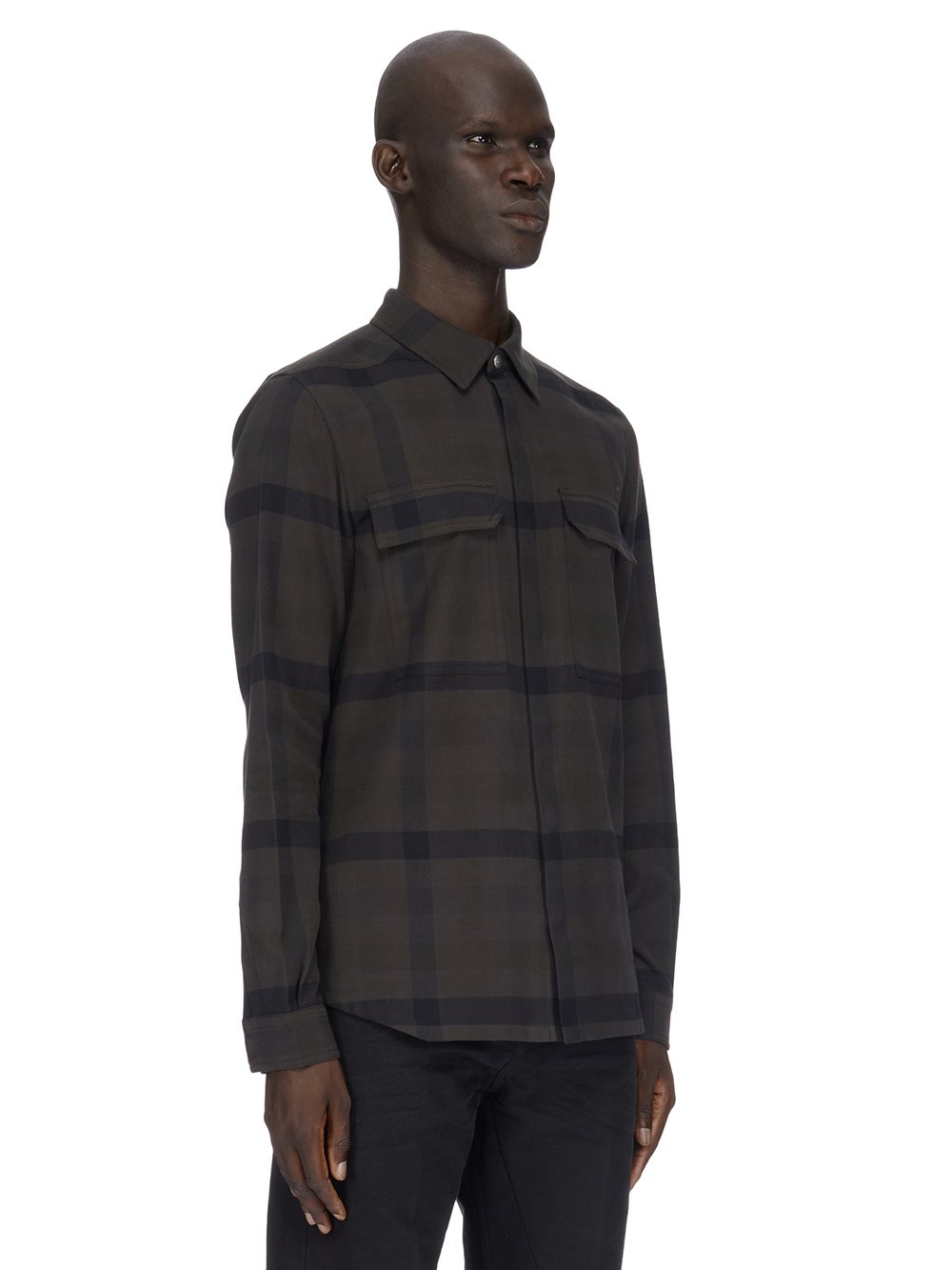 RICK OWENS FW23 LUXOR OUTERSHIRT IN COTTON PLAID