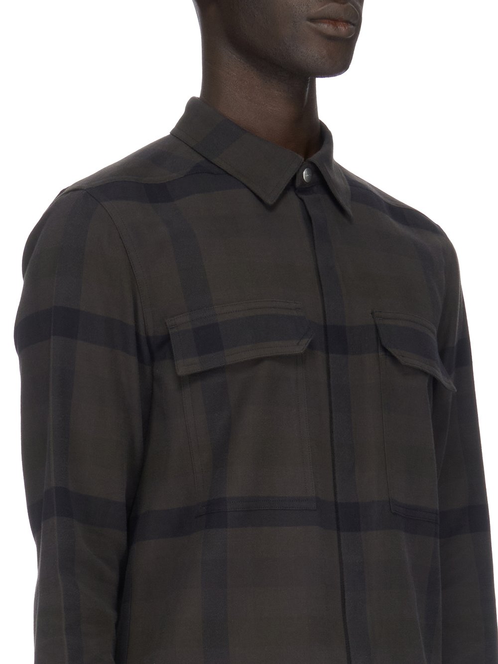 RICK OWENS FW23 LUXOR OUTERSHIRT IN COTTON PLAID