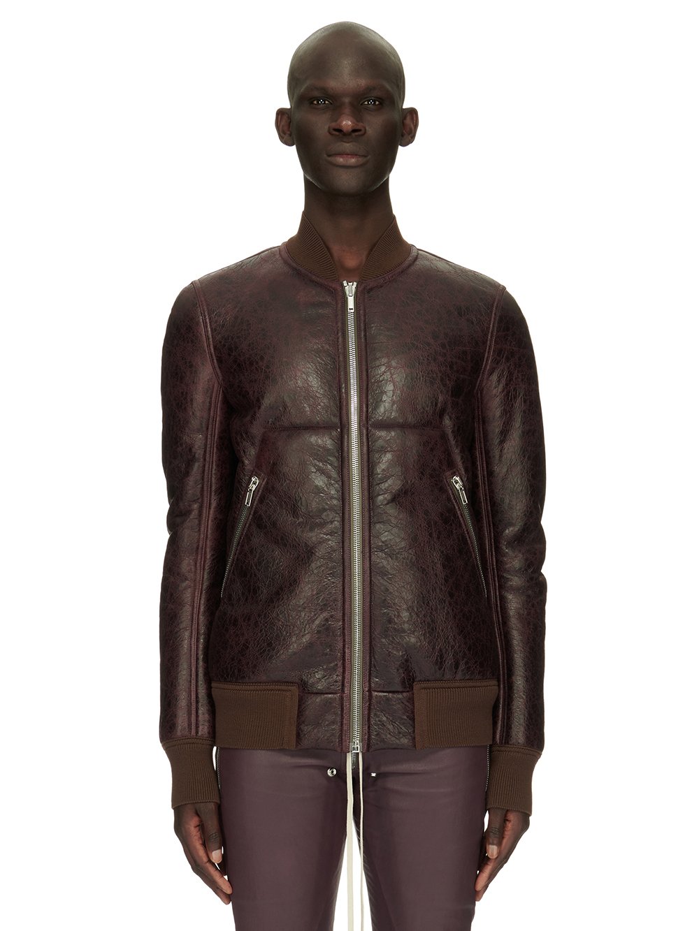 RICK OWENS FW23 LUXOR CLASSIC FLIGHT IN AMETHYST AND BROWN BUTTER LAMB SHEARLING