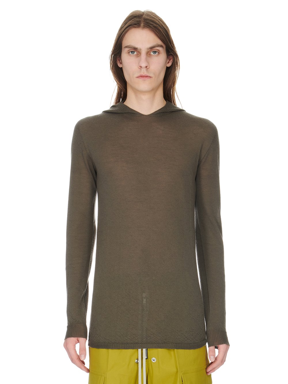 RICK OWENS FW23 LUXOR LS HOODY IN DUST LIGHTWEIGHT RASATO KNIT RICK OWENS FW23 LUXOR LS HOODY IN DUST LIGHTWEIGHT RASATO KNIT