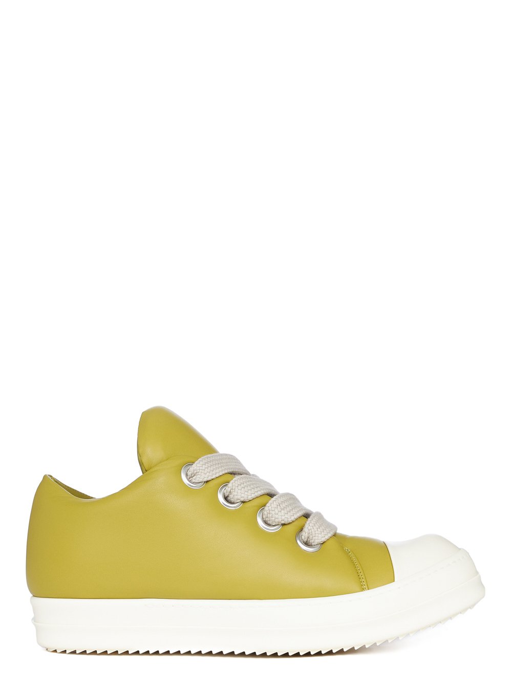 RICK OWENS FW23 LUXOR JUMBO LACE PADDED LOW SNEAKS IN ACID AND MILK PEACHED LAMBSKIN