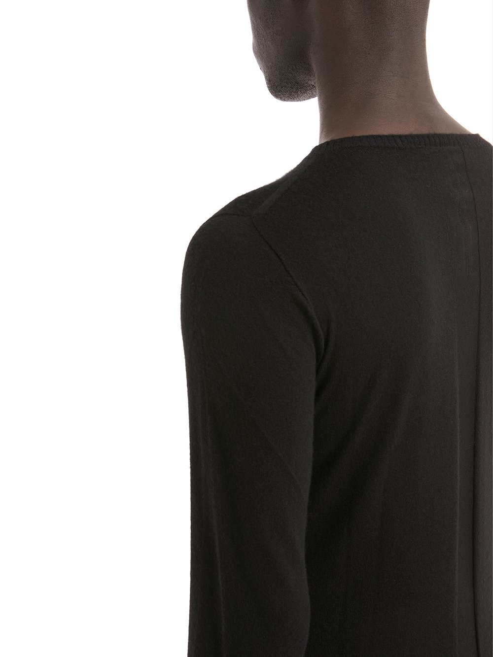 RICK OWENS FOREVER BIKER LEVEL ROUND NECK SWEATER IN BLACK  LIGHTWEIGHT RASATO KNIT