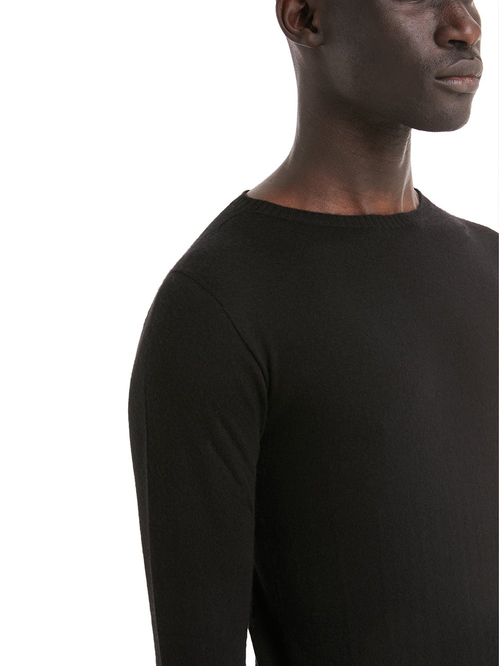 RICK OWENS FOREVER BIKER LEVEL ROUND NECK SWEATER IN BLACK  LIGHTWEIGHT RASATO KNIT