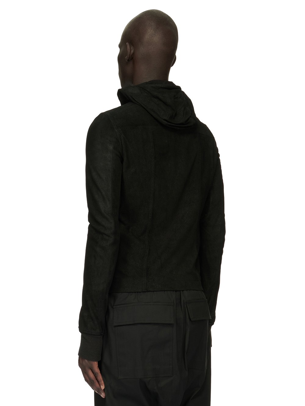 RICK OWENS FOREVER BULLET JACKET IN BLACK BLISTER LAMB LEATHER