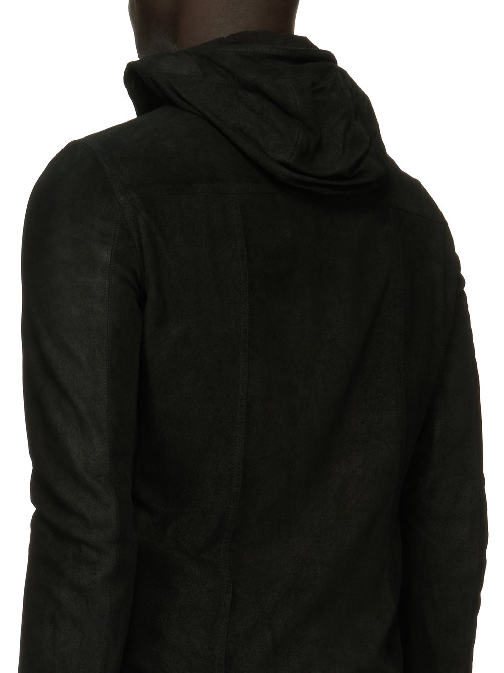 RICK OWENS FOREVER BULLET JACKET IN BLACK BLISTER LAMB LEATHER