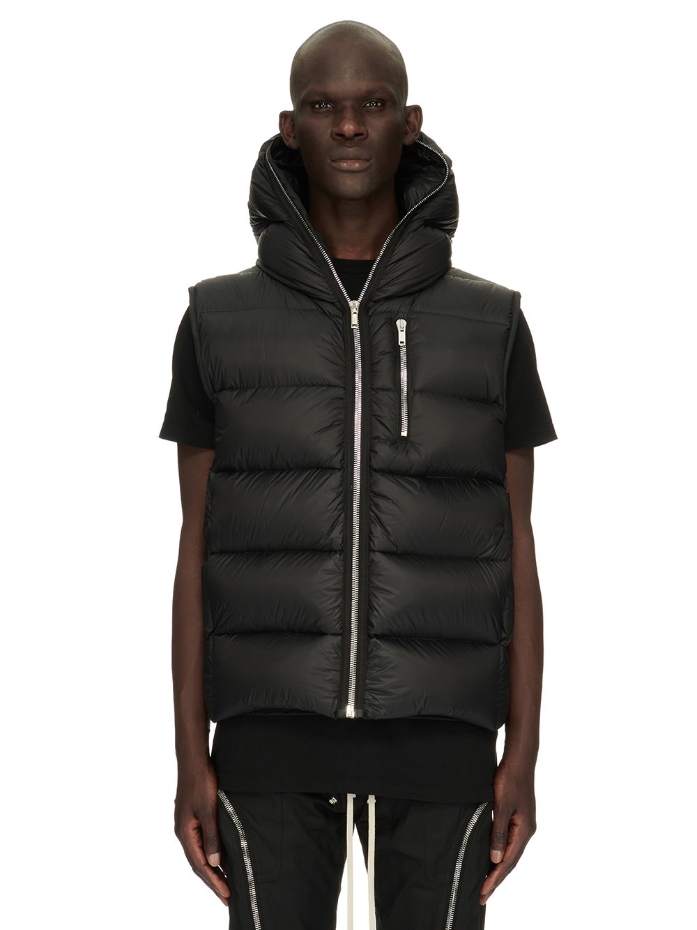 RICK OWENS FW23 LUXOR SEALED VEST IN BLACK RECYCLED NYLON