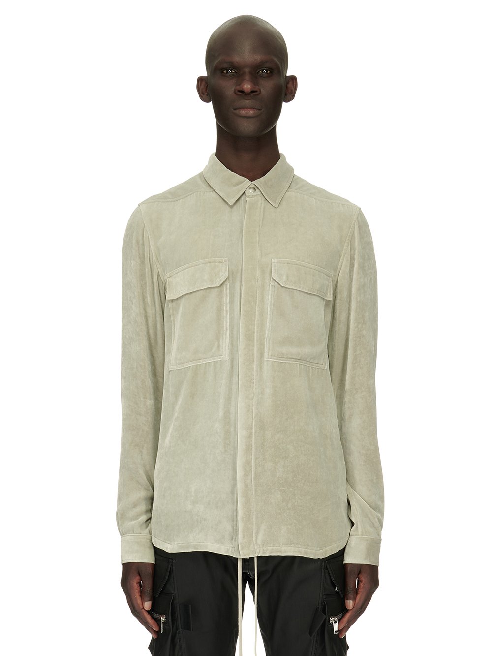 RICK OWENS FW23 LUXOR OUTERSHIRT IN PEARL VELVET