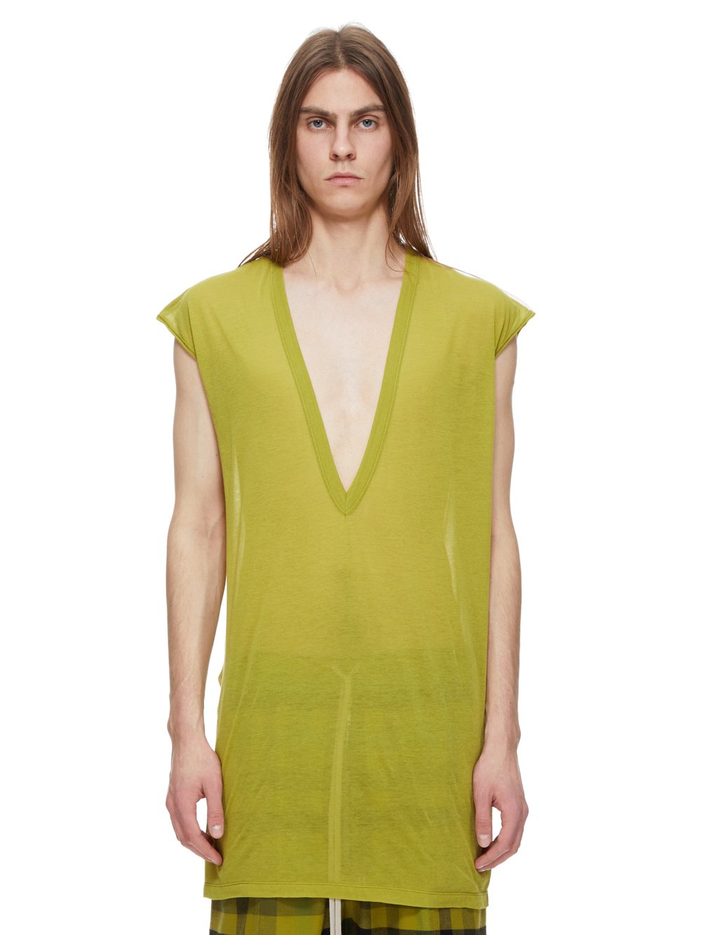 RICK OWENS FW23 LUXOR DYLAN T IN ACID YELLOW UNSTABLE COTTON