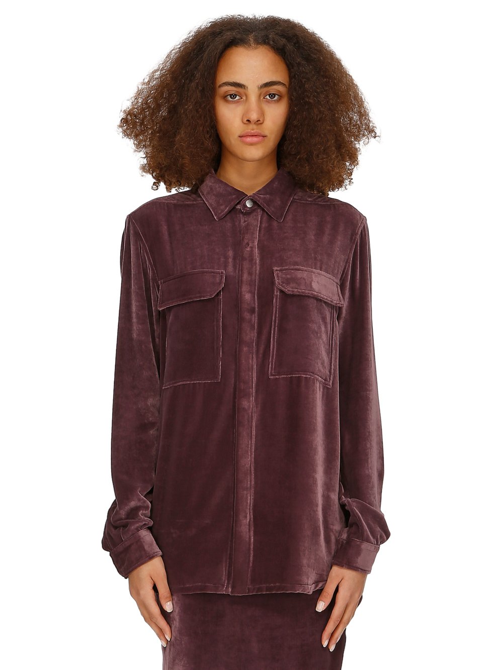 RICK OWENS FW23 LUXOR OUTERSHIRT IN AMETHYST PURPLE VELVET