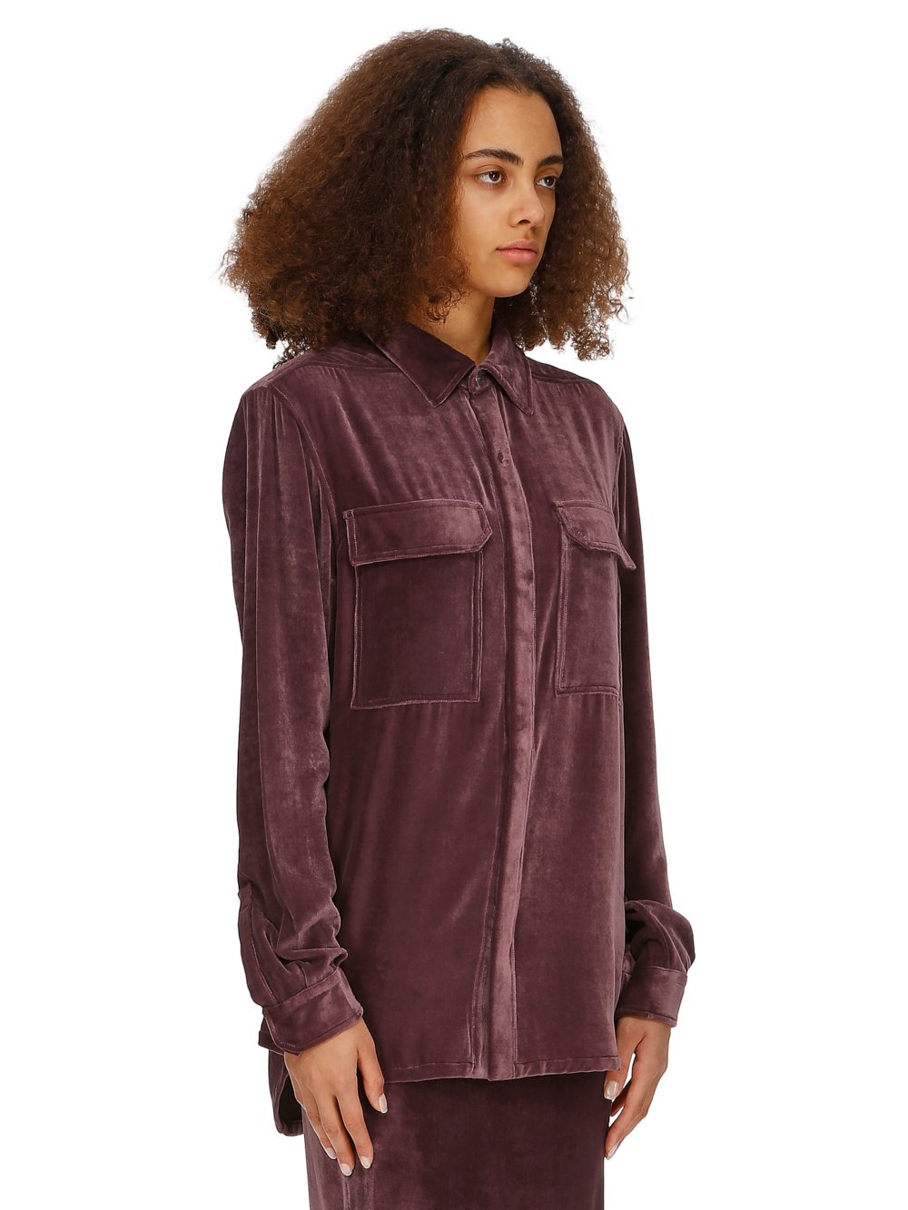 RICK OWENS FW23 LUXOR OUTERSHIRT IN AMETHYST PURPLE VELVET