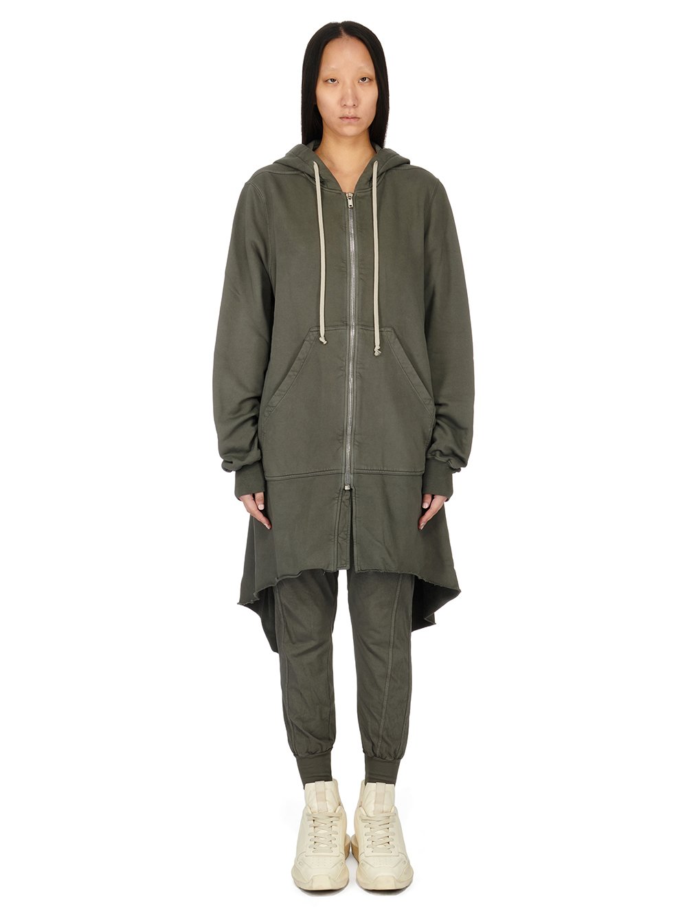 RICK OWENS FW23 LUXOR HOODIE FISHTAIL PARKA IN HUSTLER BLUE FURKA HEAVY SWEATSHIRT