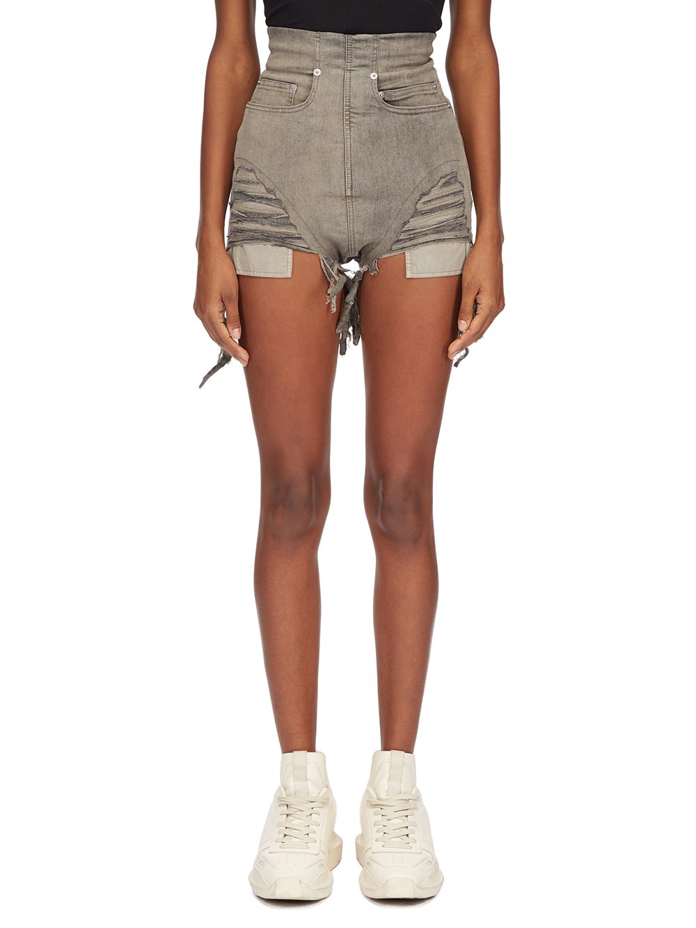 DRKSHDW FW23 LUXOR DIRT CUTOFFS IN MINERAL PEARL STRETCH DENIM