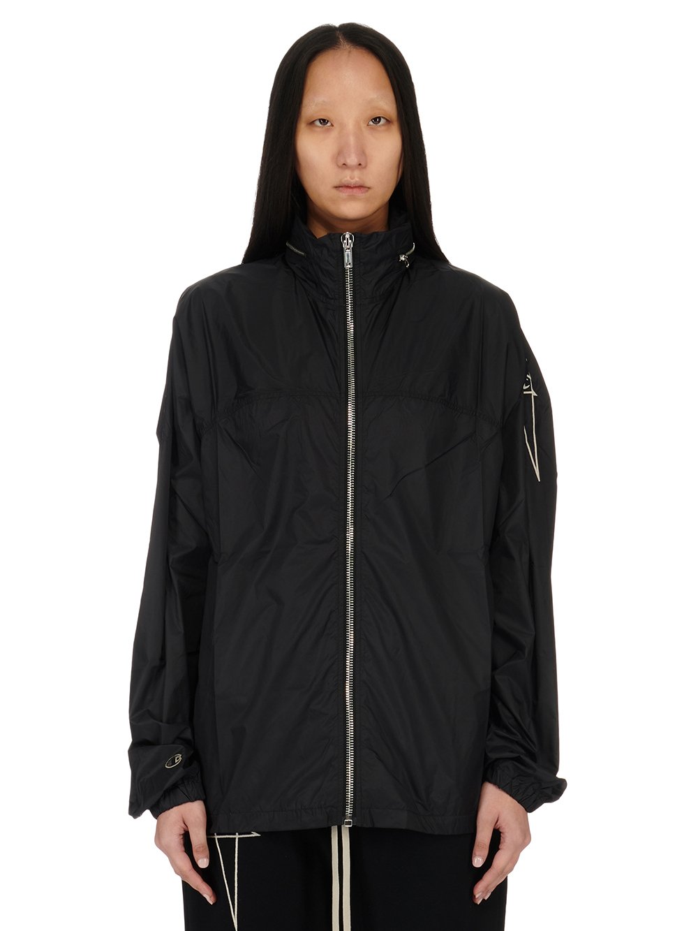 CHAMPION X RICK OWENS MOUNTAIN WINDBREAKER IN BLACK RECYCLED NYLON