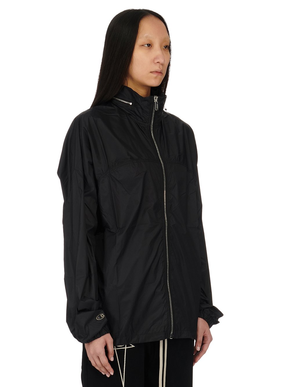 CHAMPION X RICK OWENS MOUNTAIN WINDBREAKER IN BLACK RECYCLED NYLON