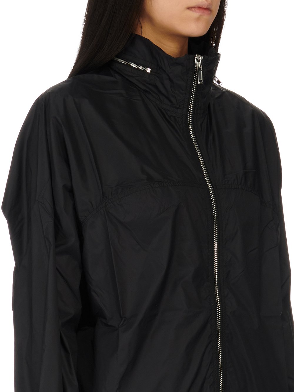 CHAMPION X RICK OWENS MOUNTAIN WINDBREAKER IN BLACK RECYCLED NYLON