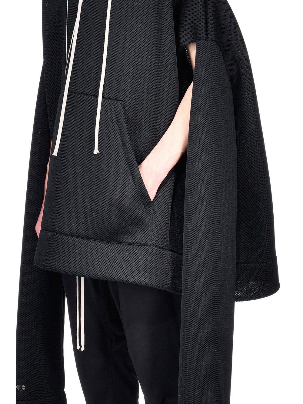 CHAMPION X RICK OWENS FLYPROOF TUNIC IN BLACK RECYCLED 3D MESH