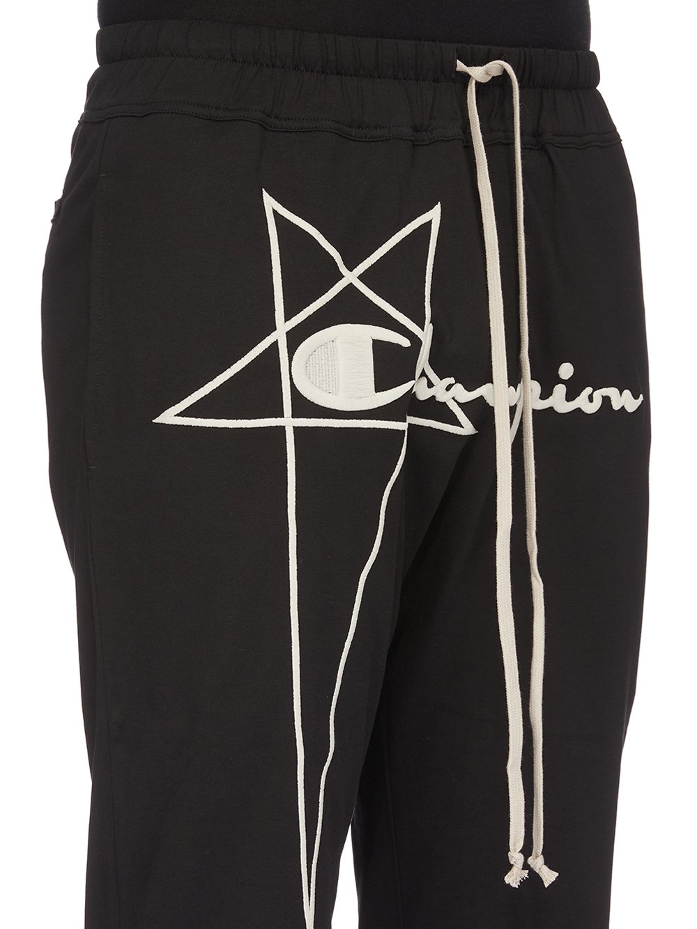 CHAMPION X RICK OWENS JOGGERS IN BLACK MEDIUM WEIGHT COTTON JERSEY 