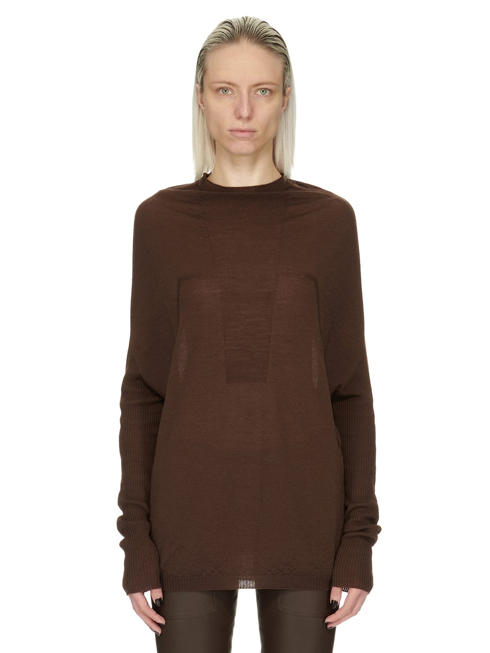 RICK OWENS FW23 LUXOR CRATER KNIT IN BROWN LIGHTWEIGHT RASATO KNIT