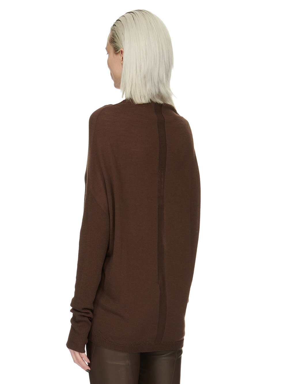 RICK OWENS FW23 LUXOR CRATER KNIT IN BROWN LIGHTWEIGHT RASATO KNIT