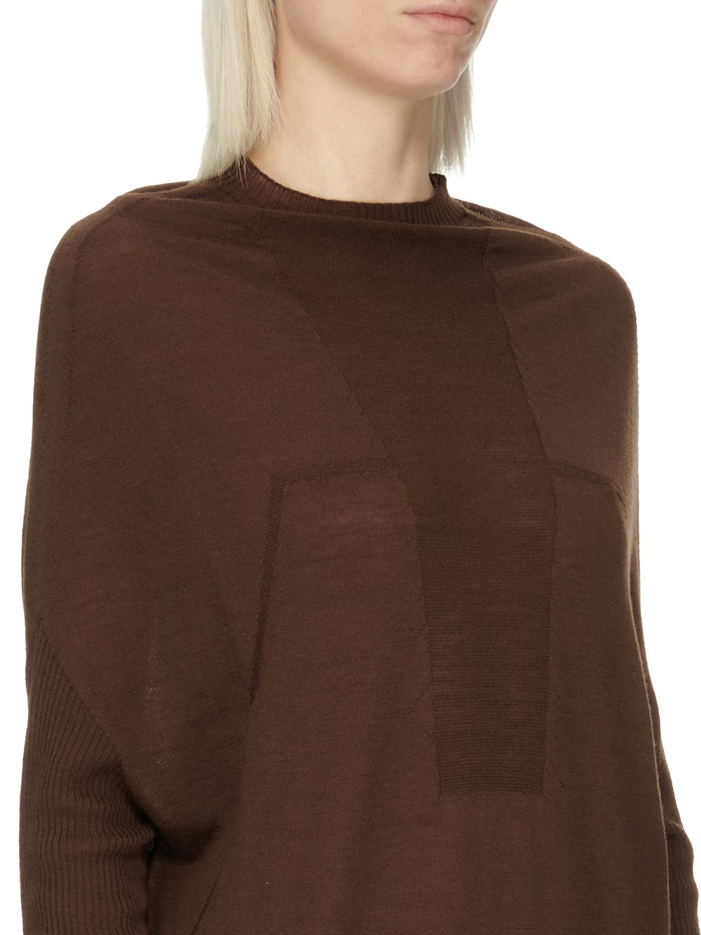 RICK OWENS FW23 LUXOR CRATER KNIT IN BROWN LIGHTWEIGHT RASATO KNIT