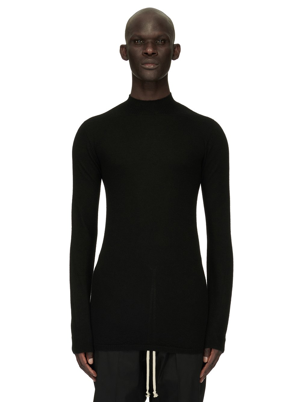 RICK OWENS FOREVER LEVEL LUPETTO SWEATER IN BLACK LIGHTWEIGHT RASATO KNIT RICK OWENS FOREVER LEVEL LUPETTO SWEATER IN BLACK LIGHTWEIGHT RASATO KNIT