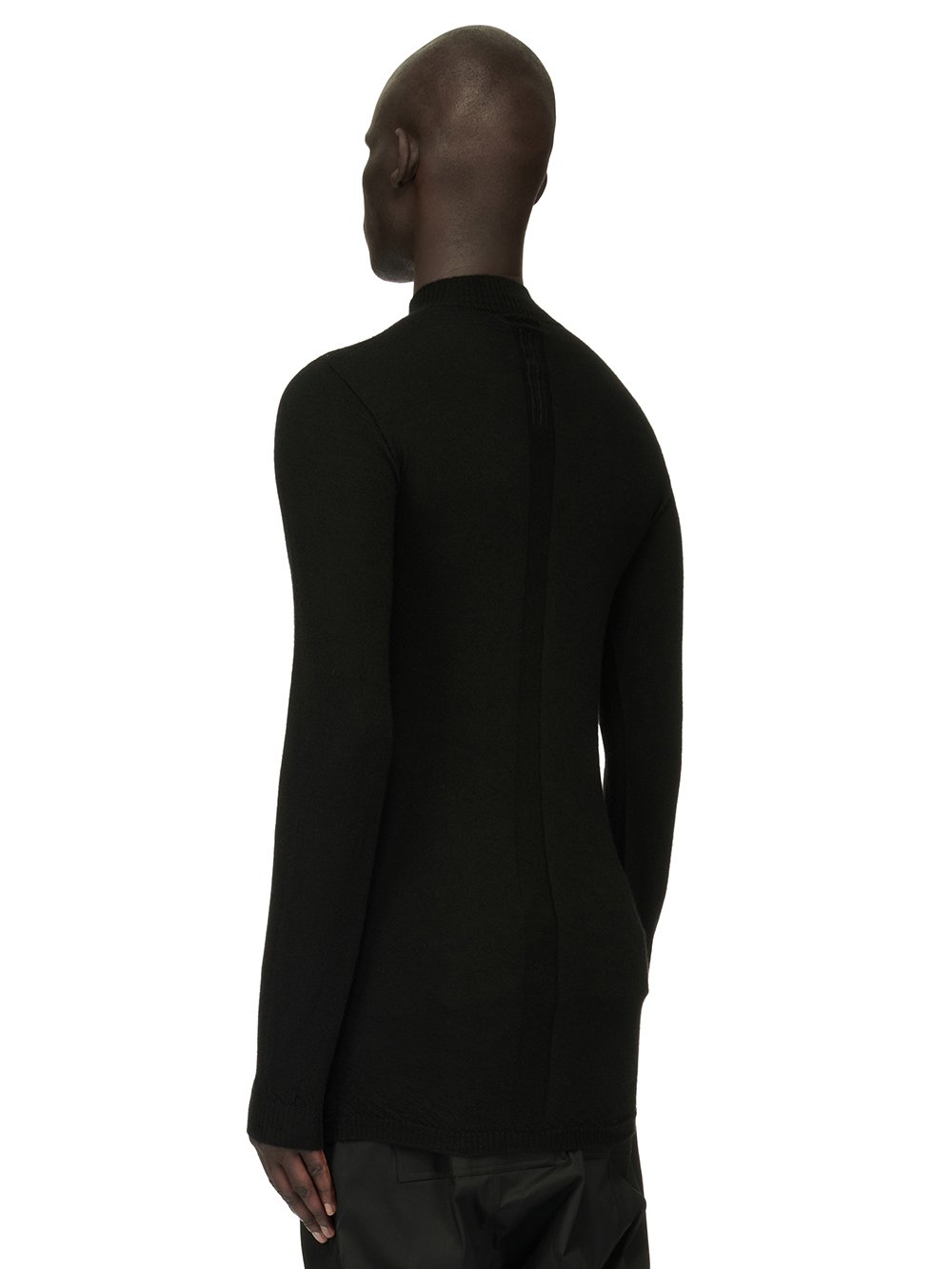RICK OWENS FOREVER LEVEL LUPETTO SWEATER IN BLACK LIGHTWEIGHT RASATO KNIT