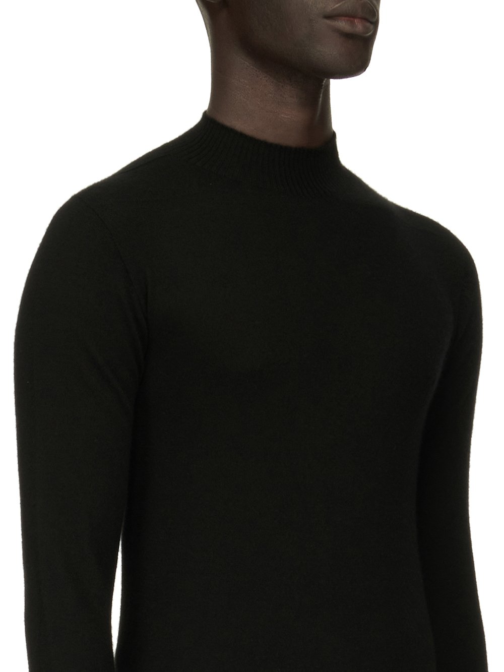 RICK OWENS FOREVER LEVEL LUPETTO SWEATER IN BLACK LIGHTWEIGHT RASATO KNIT