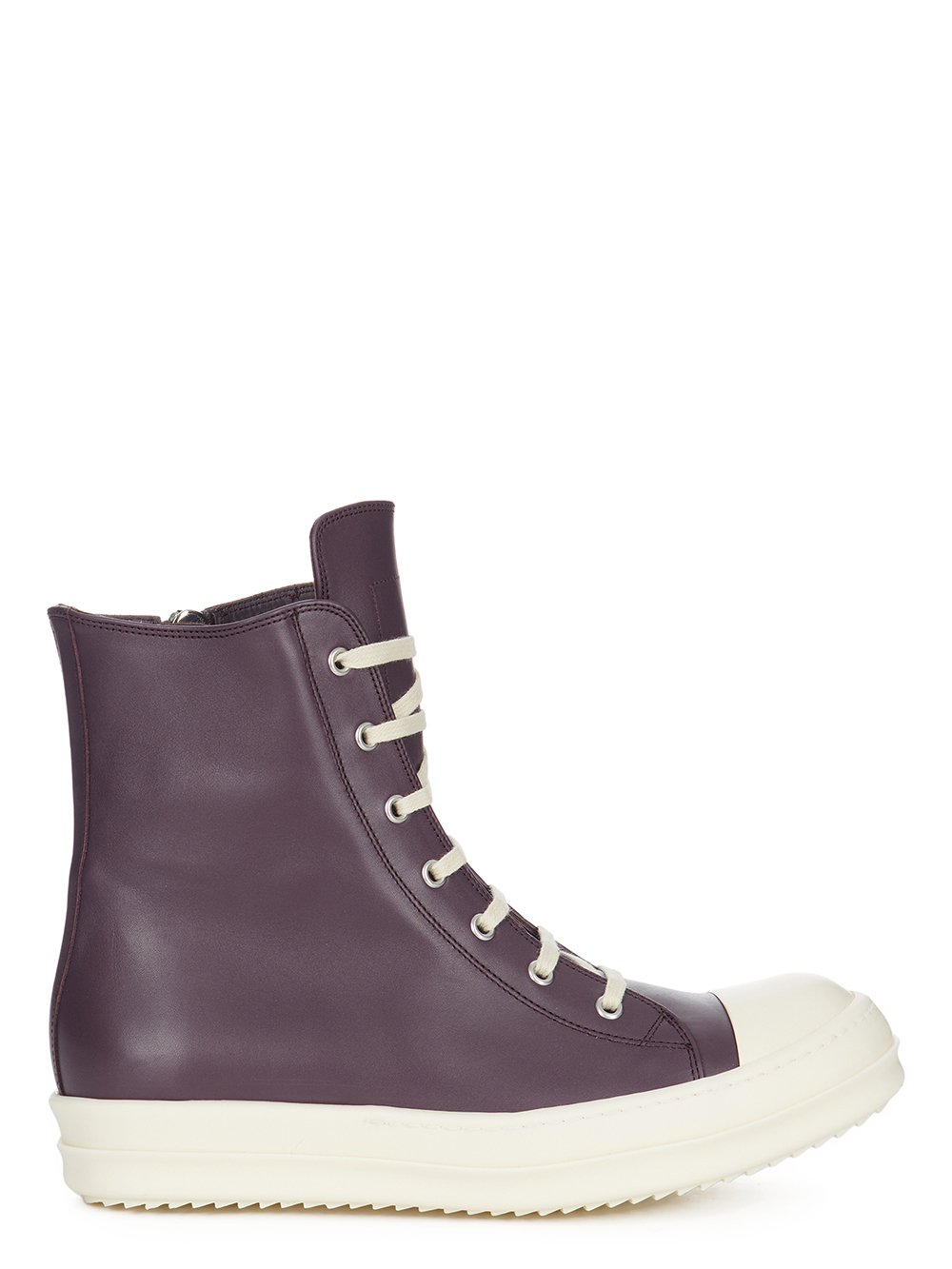 RICK OWENS FW23 LUXOR SNEAKERS IN AMETHYST AND MILK CORTINA GREASE CALF LEATHER