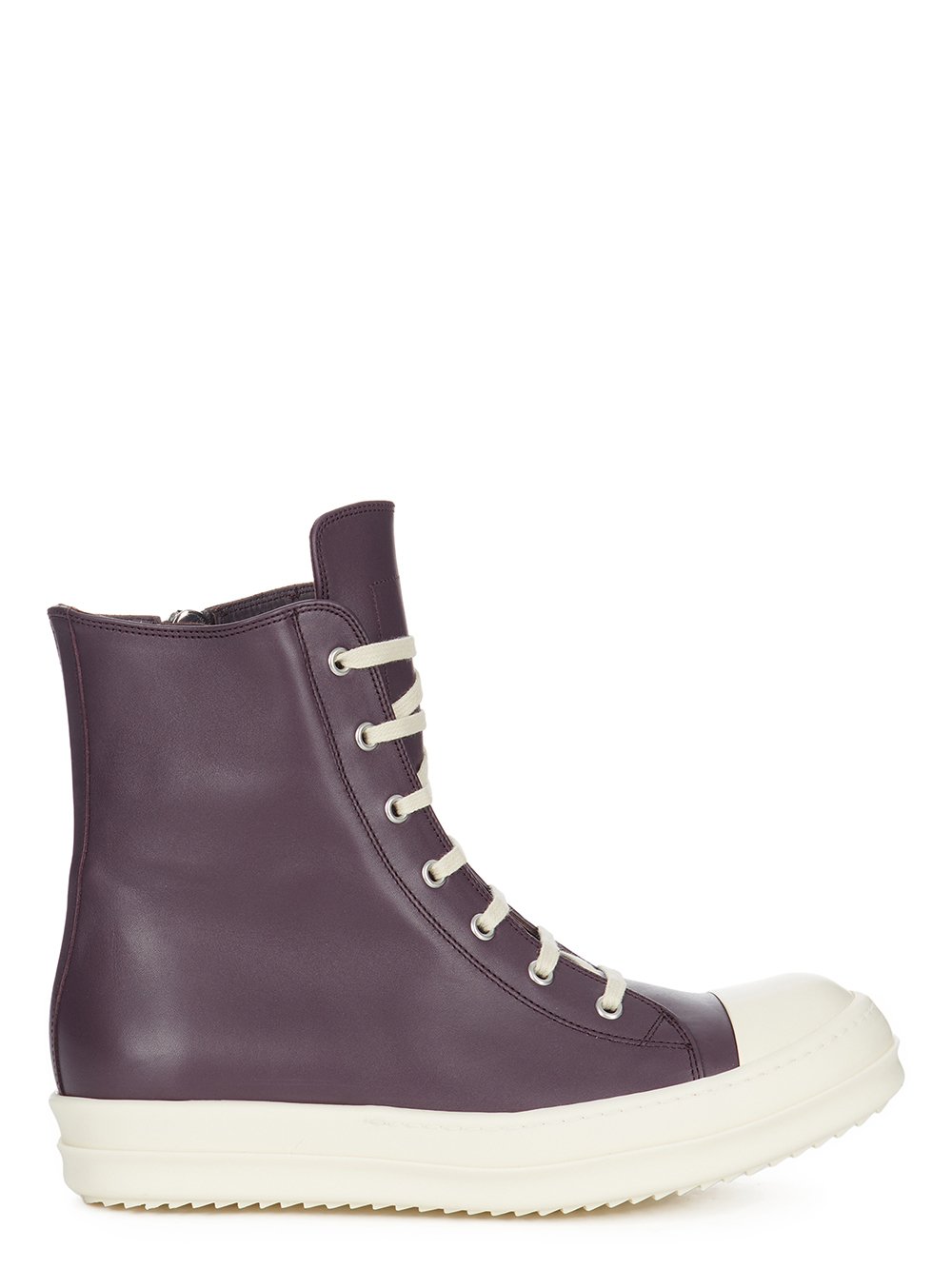 RICK OWENS FW23 LUXOR SNEAKERS IN AMETHYST AND MILK CORTINA GREASE CALF LEATHER RICK OWENS FW23 LUXOR SNEAKERS IN AMETHYST AND MILK CORTINA GREASE CALF LEATHER