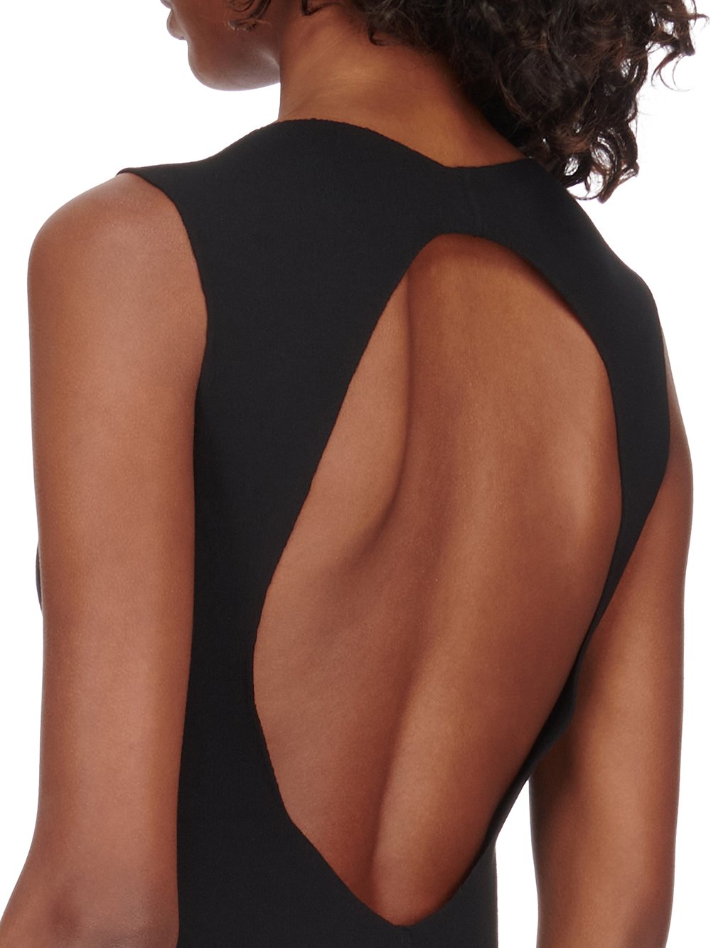 RICK OWENS FW23 LUXOR SL AL TOP IN BLACK STRETCH VISCOSE KNIT