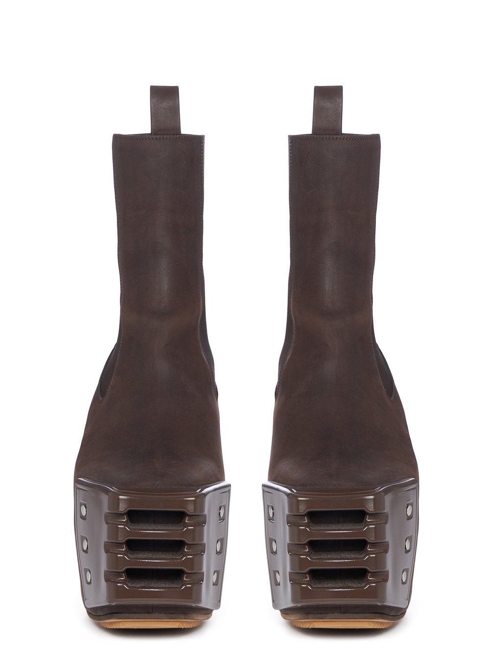 RICK OWENS FW23 LUXOR GRILLED PLATFORMS 45 IN BROWN GREYWOLF NUBUCK